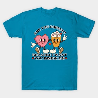 Coffee Funny Cartoon Mascot Retro Valentine T-Shirt